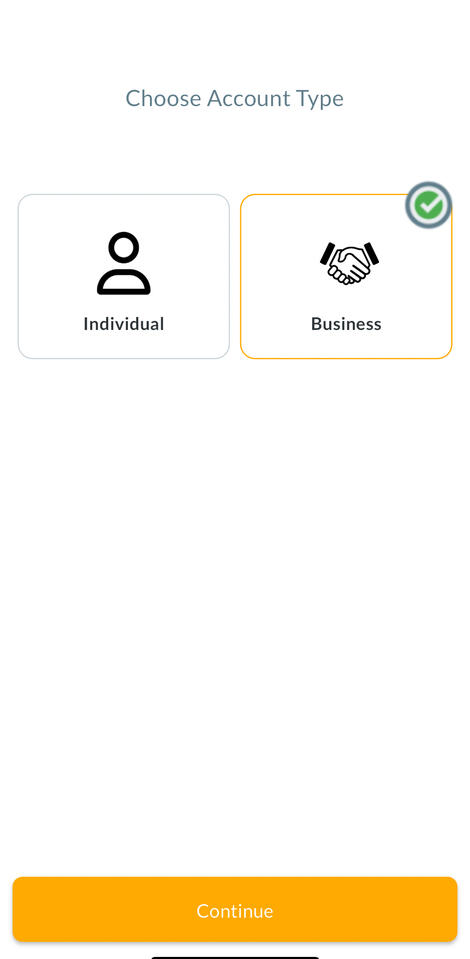 Onboarding- choose account type